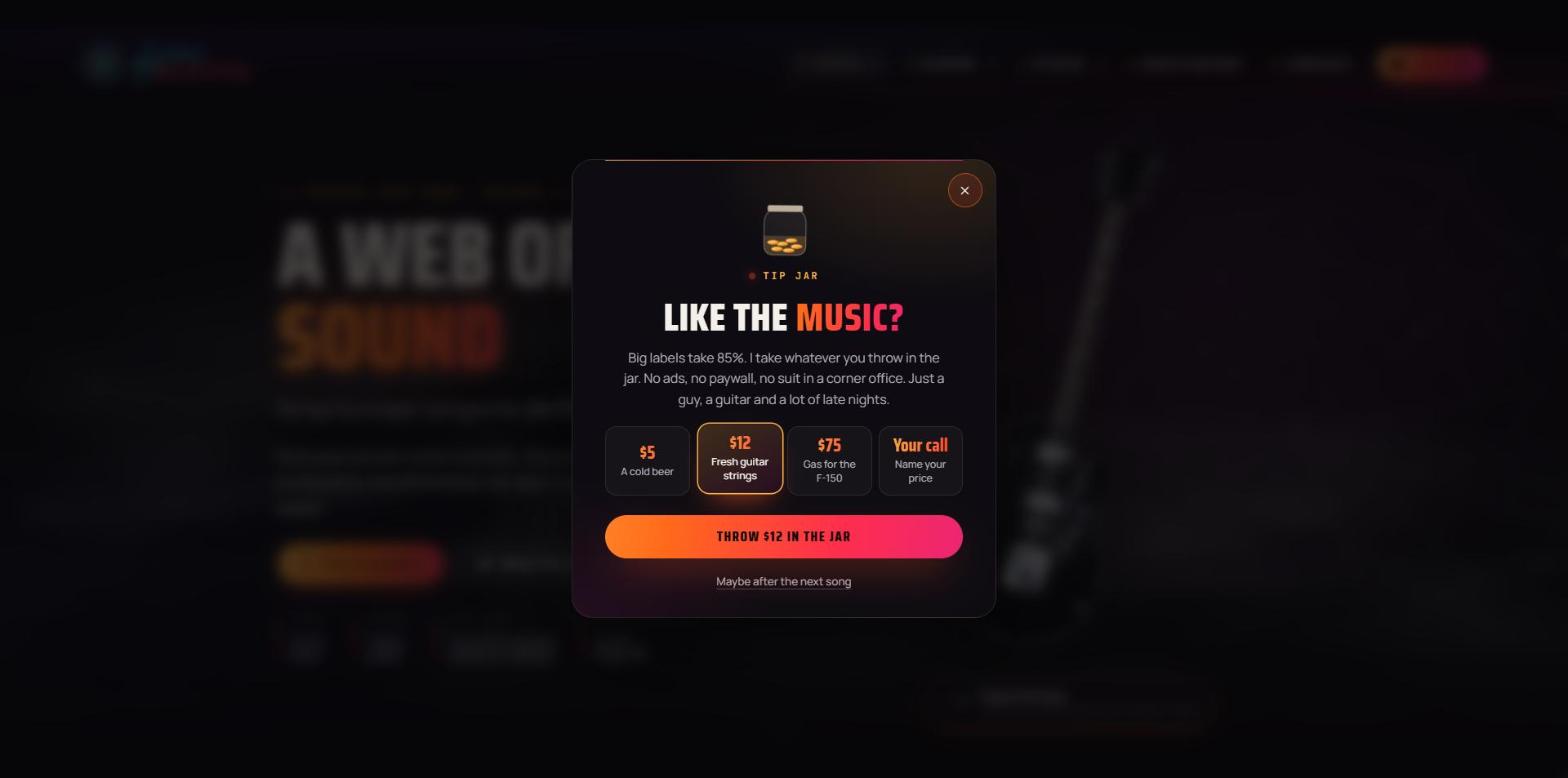Tip popup with four tip choices and a big button